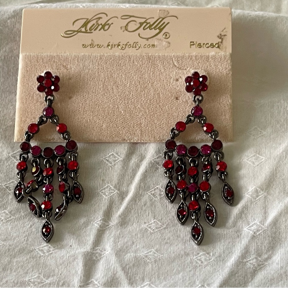 Kirks Folly Ruby Red Chandelier Earrings